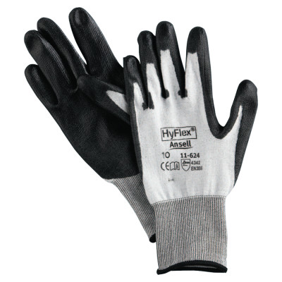 HYFLEX 11624 DYNEEMA/LYCRA WHT W/BLK PU CT 10