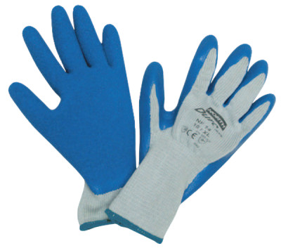 DUROTASK GRAY GLOVE COT/POLY BLUE RUBBER PALM