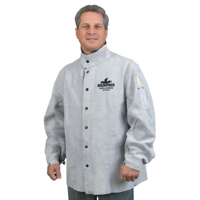 MCR Safety Welding Gear Split Leather Welding Jacket 30 Inches Long Two Outer Sleeve Pockets One Inner Pocket