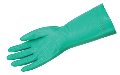 SIZE 10 GREEN FLOCK LINED NITRILE GLOVES 18MI