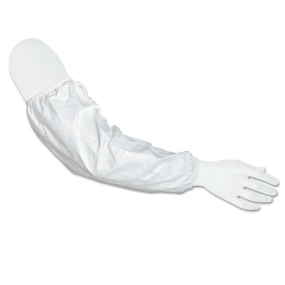 Tyvek IsoClean Sleeve, 18 in L, Elastic Bicep/Wrist Closures, One Size Fits Most, White 100/cs