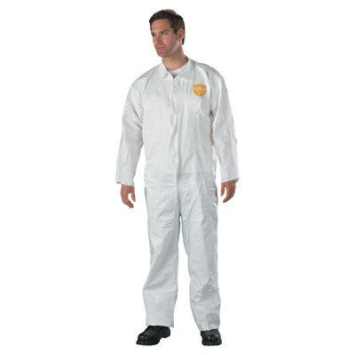 DuPon ProShield 60 Coverall NG120S . Collar. Open Wrists and Ankles. Serged Seams. Pin Lock Slider Zipper Pull. White.