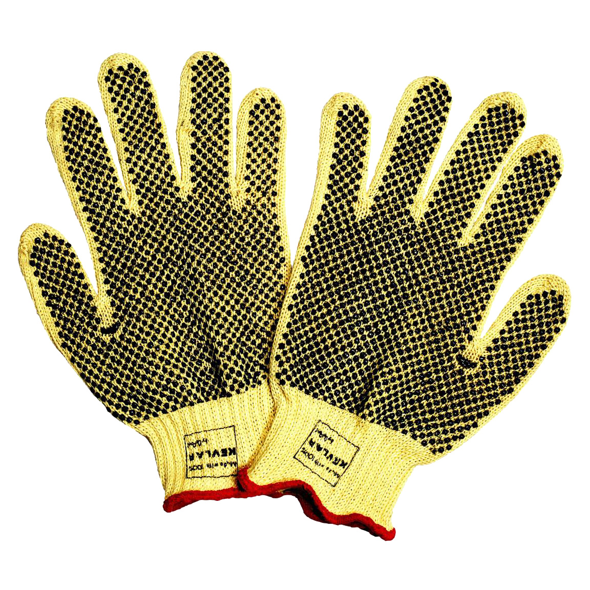 100% KEVLAR®, MACHINE KNIT, 7-GAUGE, 2-SIDE PVC DOTS, ANSI CUT LEVEL 3