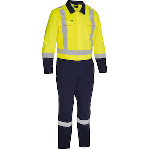 Bisley ANSI Type R Class 2 Vented Coverall with Navy Bottom - Industrial Wash Durable