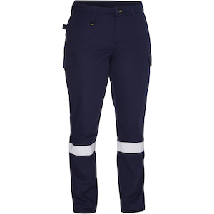 Bisley Women's Navy Taped Cargo Pant - Industrial Wash Durable