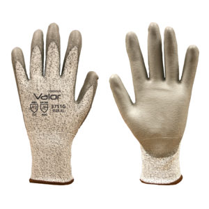 VALOR™ SALT & PEPPER 13-GAUGE HPPE SHELL, GRAY POLYURETHANE PALM COATING, ANSI CUT LEVEL 2