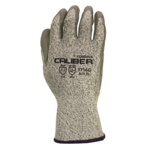 CALIBER™ SALT & PEPPER 13-GAUGE HPPE SHELL, GRAY POLYURETHANE PALM COATING, ANSI CUT LEVEL 2