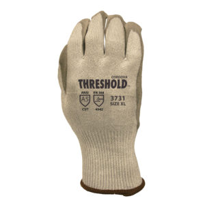 THRESHOLD™ 13-GAUGE, GRAY HPPE/STEEL/GLASS FIBER SHELL, GRAY POLYURETHANE PALM COATING, ANSI CUT LEVEL 4