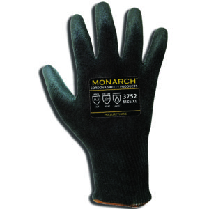 MONARCH-PU™: 13-GAUGE, BLACK HIGH PERFORMANCE SHELL, BLACK POLYURETHANE PALM COATING, ANSI CUT LEVEL A3