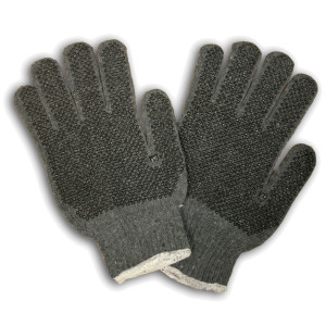 MEDIUM WEIGHT, GRAY, POLY/COTTON MACHINE KNIT, 2-SIDE PVC DOTS