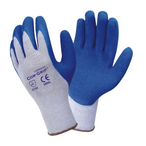 COR-GRIP™, 10-GAUGE, GRAY POLY/COTTON SHELL, BLUE LATEX PALM COATING