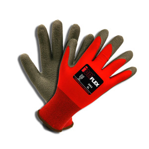 iON FLEX™, 13-GAUGE, RED NYLON SHELL, DARK GRAY LATEX PALM COATING
