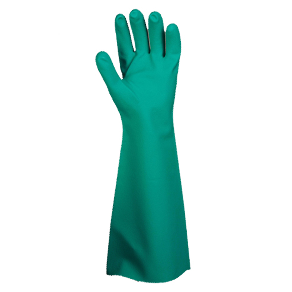 PREMIUM GREEN NITRILE, UNLINED, 22-MIL, PEBBLE GRIP, 18-INCH