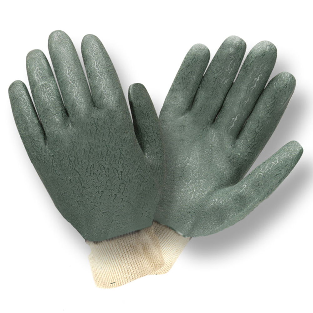 GREEN DOUBLE DIPPED, ETCHED GRIP, JERSEY LINED, KNIT WRIST