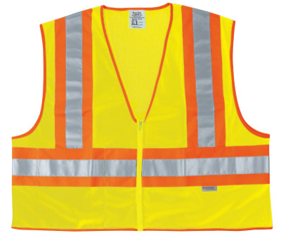 FLUORESCENT LINE SAFETYVEST W/ ORNG/SIL STRIPES