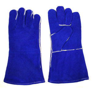SELECT SHOULDER LEATHER WELDER, REINFORCED PALM, STRAIGHT THUMB, ARAMID SEWN, FULL SOCK LINING WITH FOAM, BLUE
