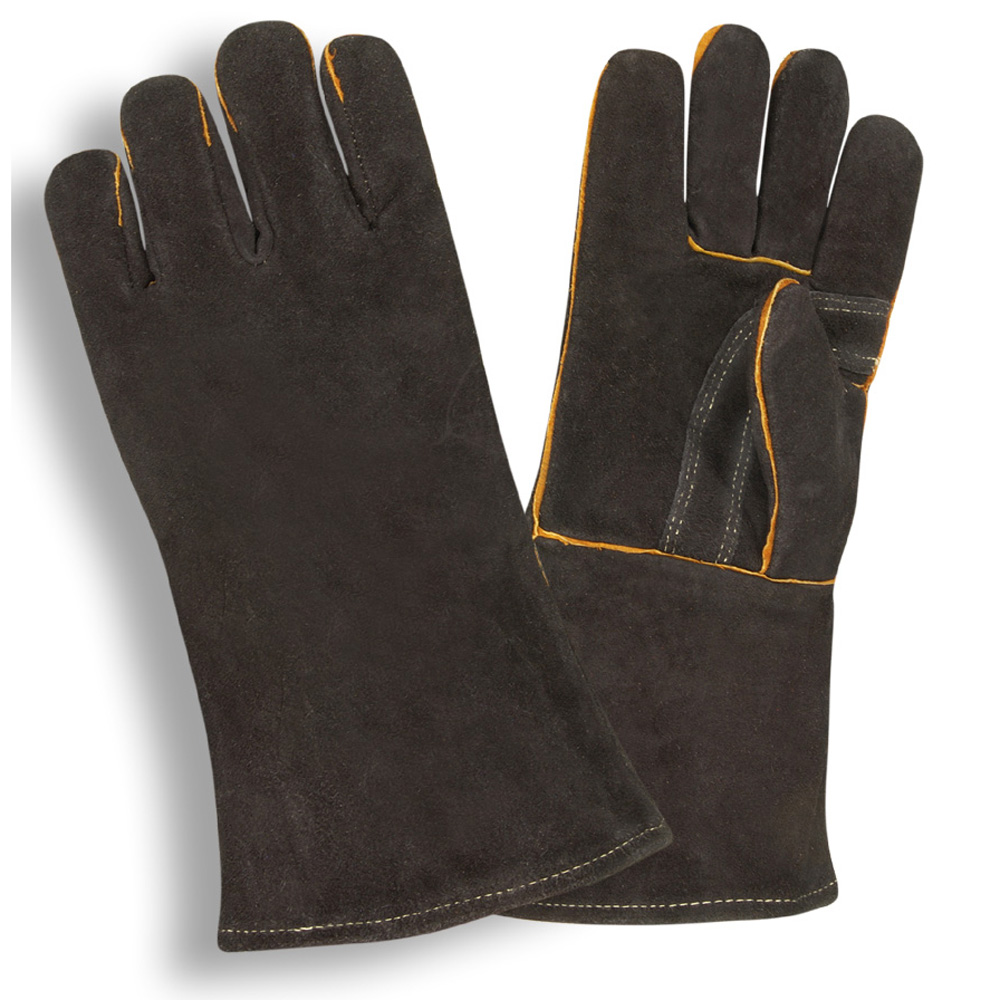 REGULAR SHOULDER LEATHER WELDER, REINFORCED PALM, ARAMID SEWN, FULL SOCK LINING, BLACK