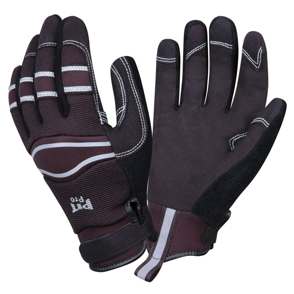 PIT PRO™ ACTIVITY GLOVE, BLACK SYNTHETIC LEATHER PALM, BLACK SPANDEX BACK, HOOK & LOOP CLOSURE, LARGE