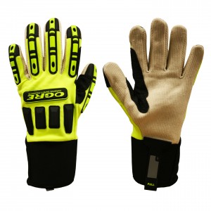 OGRE™, LIME GREEN SPANDEX BACK, CORDED CANVAS PALM, TPR PROTECTORS, NEOPRENE CUFF