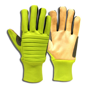 COLOSSUS IV™ HI-VIS SPANDEX BACK, FOAM METACARPAL PADDING, CORDED CANVAS PALM, NYLON KNIT WRIST