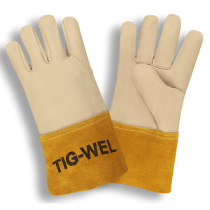 PREMIUM GRAIN COWHIDE MIG-TIG, 4-INCH RUSSET SPLIT GAUNTLET, ARAMID SEWN
