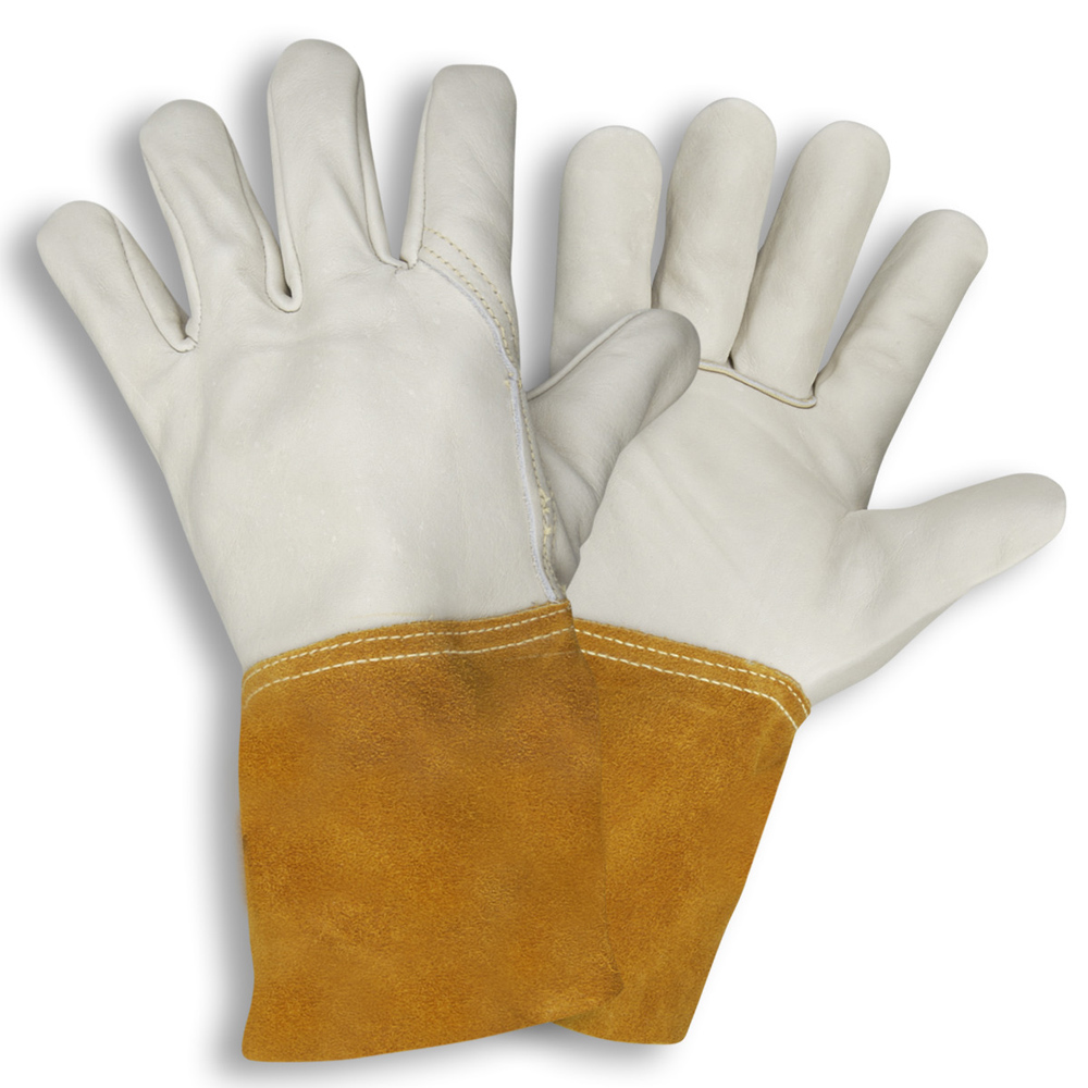 STANDARD GRAIN COWHIDE MIG-TIG, 4-INCH, RUSSET SPLIT GAUNTLET