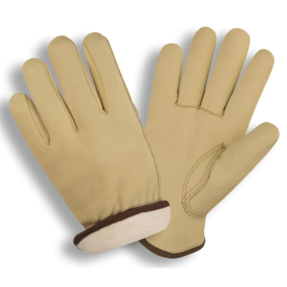 STANDARD GRAIN COWHIDE DRIVER, THERMAL LINED, SHIRRED ELASTIC BACK, KEYSTONE THUMB