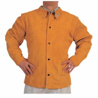Split Cowhide Leather Welding Jacket, , Golden Brown M-3XL