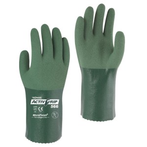 TOWA® ACTIVGRIP™ GREEN MICROFINISH® NITRILE, 13-GAUGE, SEAMLESS POLY/COTTON SHELL, 12-INCH