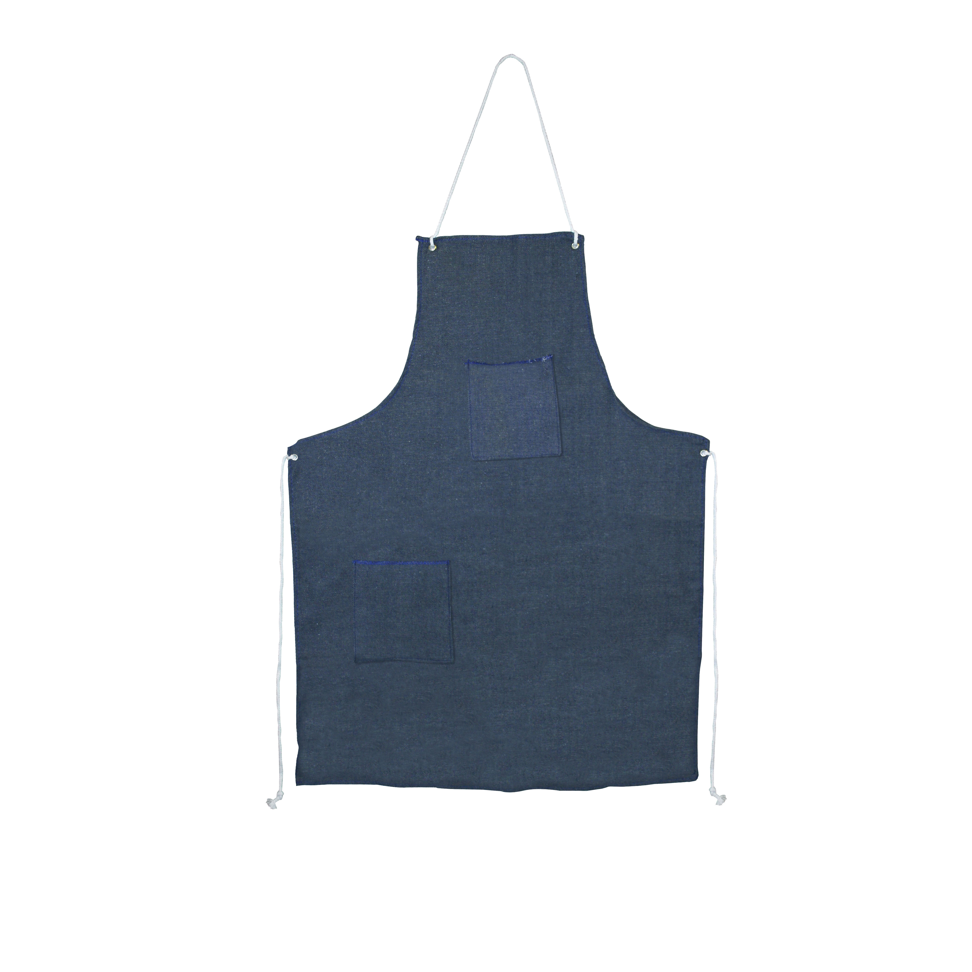 DENIM APRON WITH GROMMETS & TIES, 1 CHEST POCKET, ONE WAIST POCKET, 28" X 36"