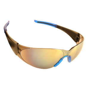 DOBERMAN™ BLACK FRAME, SILVER MIRROR LENS, BLUE-GRAY GEL NOSE & TEMPLE SLEEVES