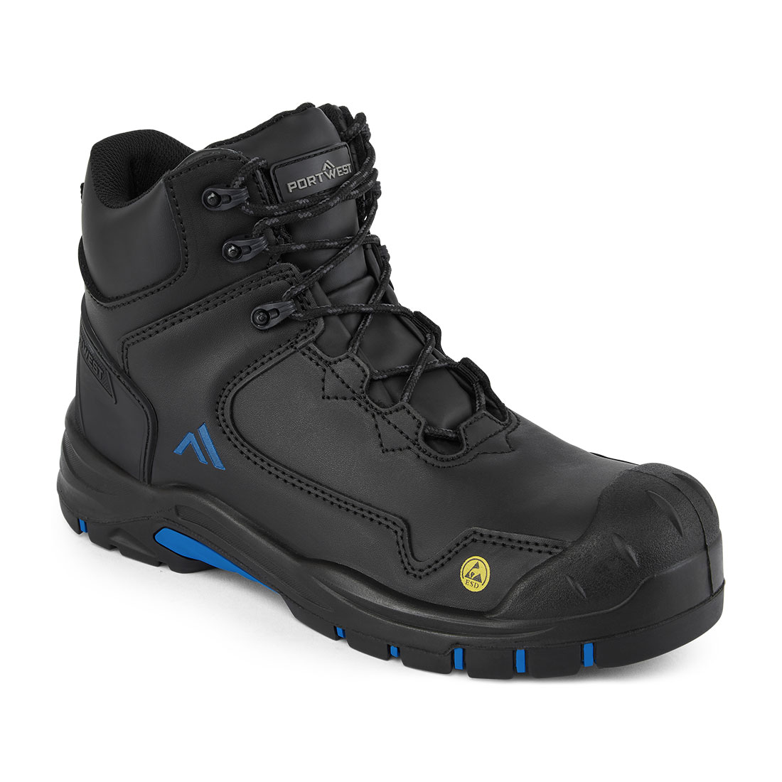 Portwest Apex Heat Resistant and Metal Free Composite Mid Boot, Black/Blue