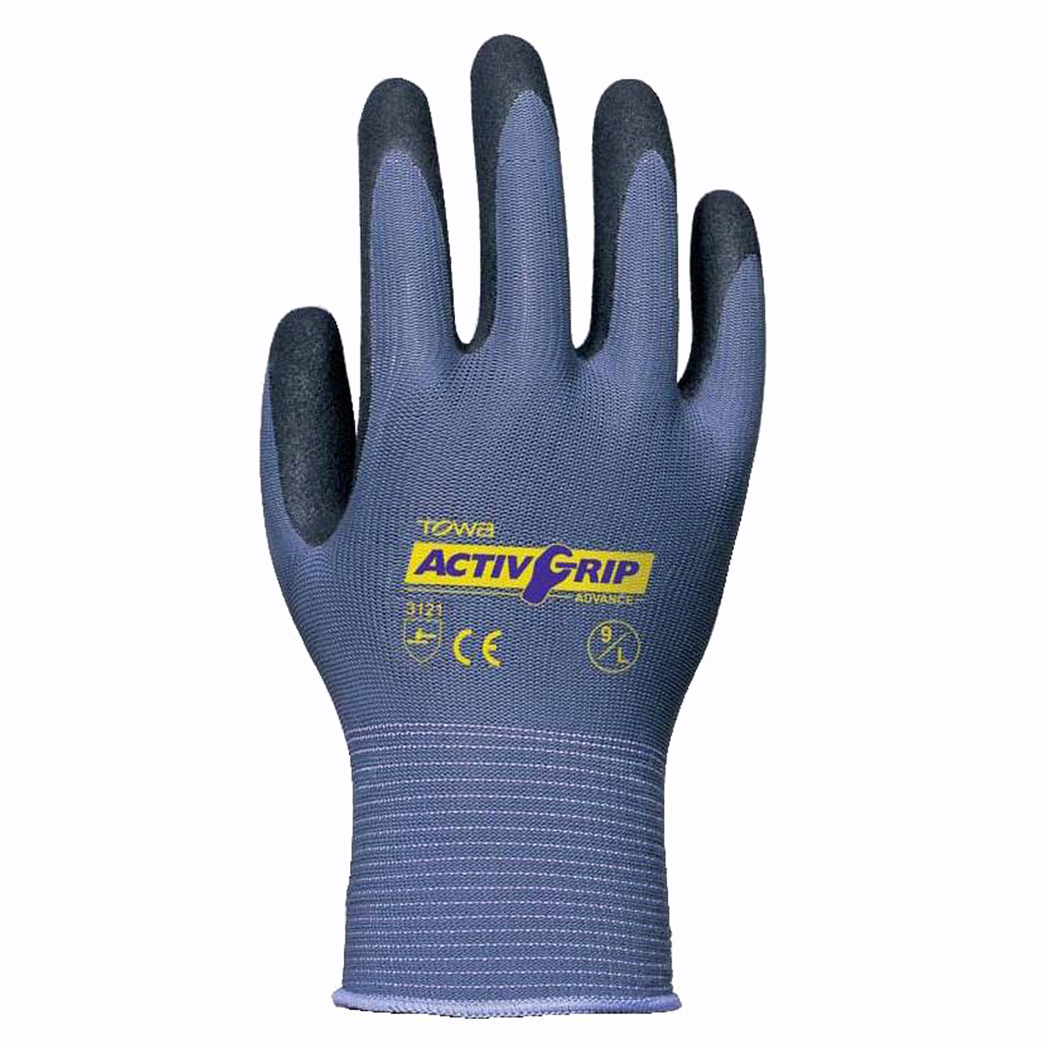 TOWA® ACTIVGRIP™ ADVANCE 13-GAUGE, GRAY NYLON SHELL, BLACK MICROFINISH® NITRILE PALM COATING
