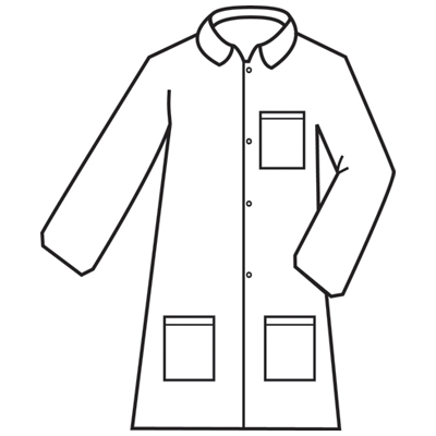 DEFENDER 2™, WHITE MICROPOROUS LABCOAT WITH 4-SNAP FRONT & COLLAR, 3 POCKETS, OPEN WRISTS