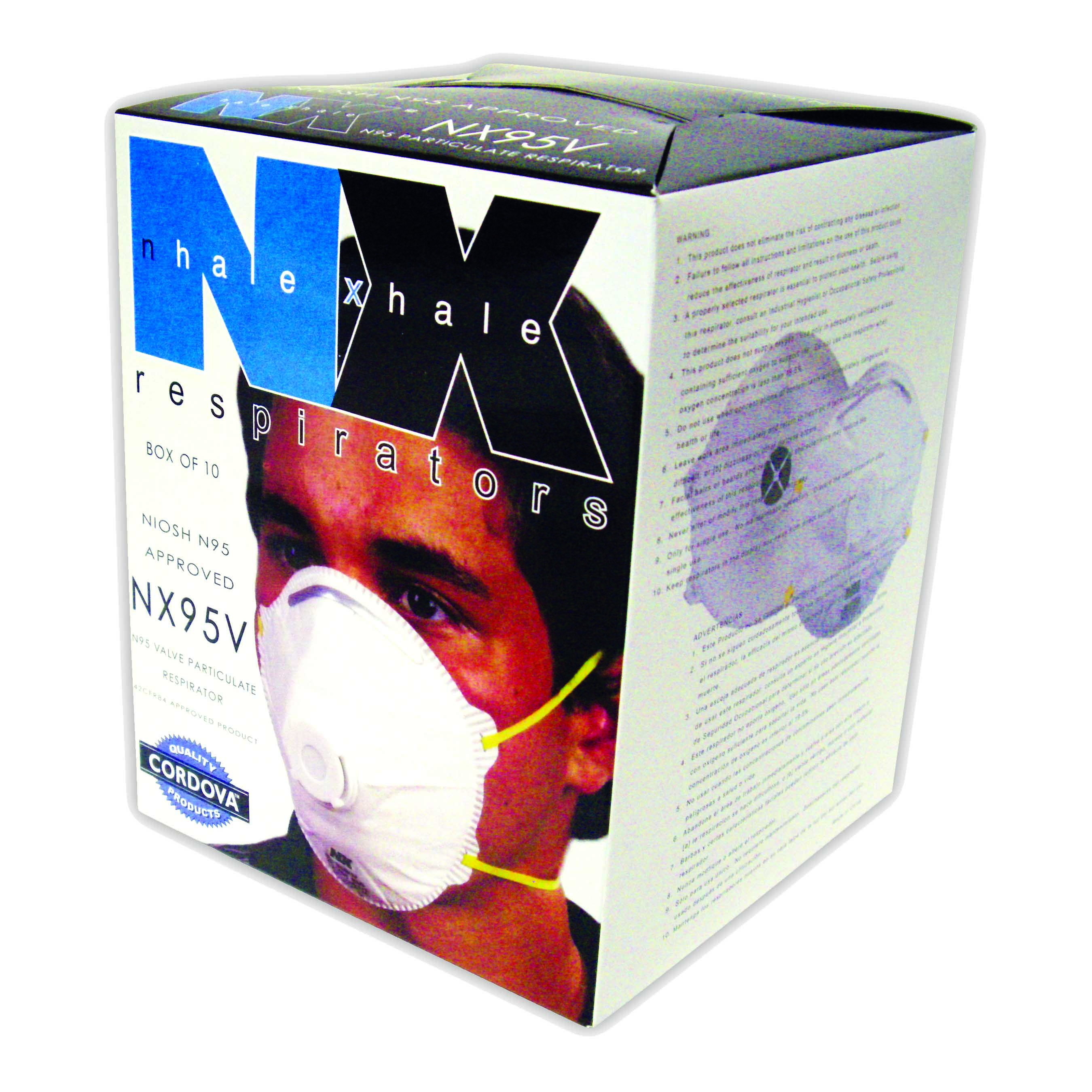 N95 VALVED PARTICULATE RESPIRATOR, 2 LATEX FREE STRAPS, NIOSH APPROVED, 10/BOX