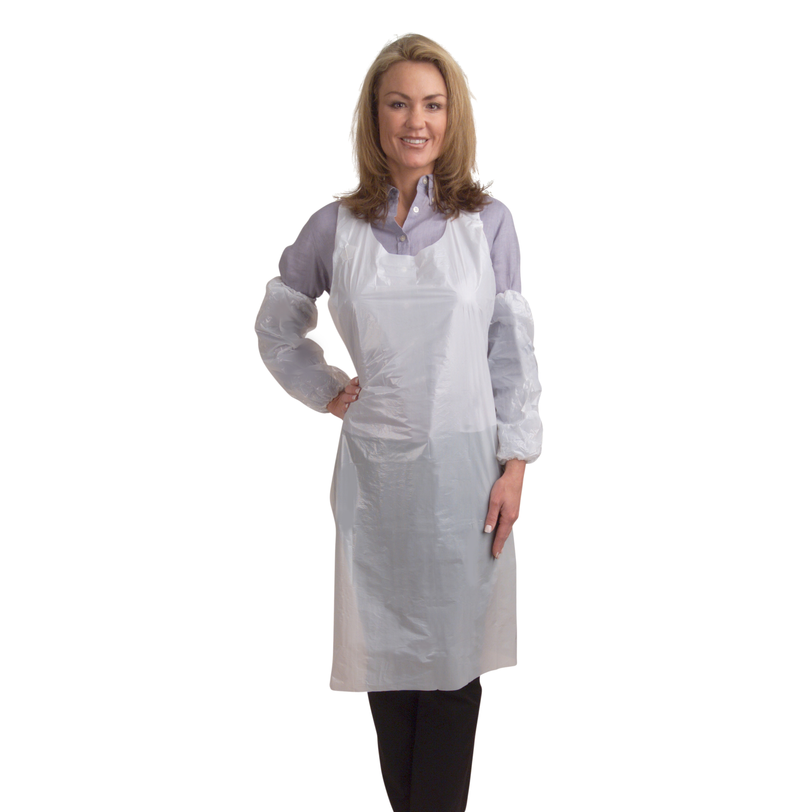1.25 MIL WHITE POLYETHYLENE APRON, EMBOSSED, 28" X 46", INDIVIDUALLY POLYBAGGED