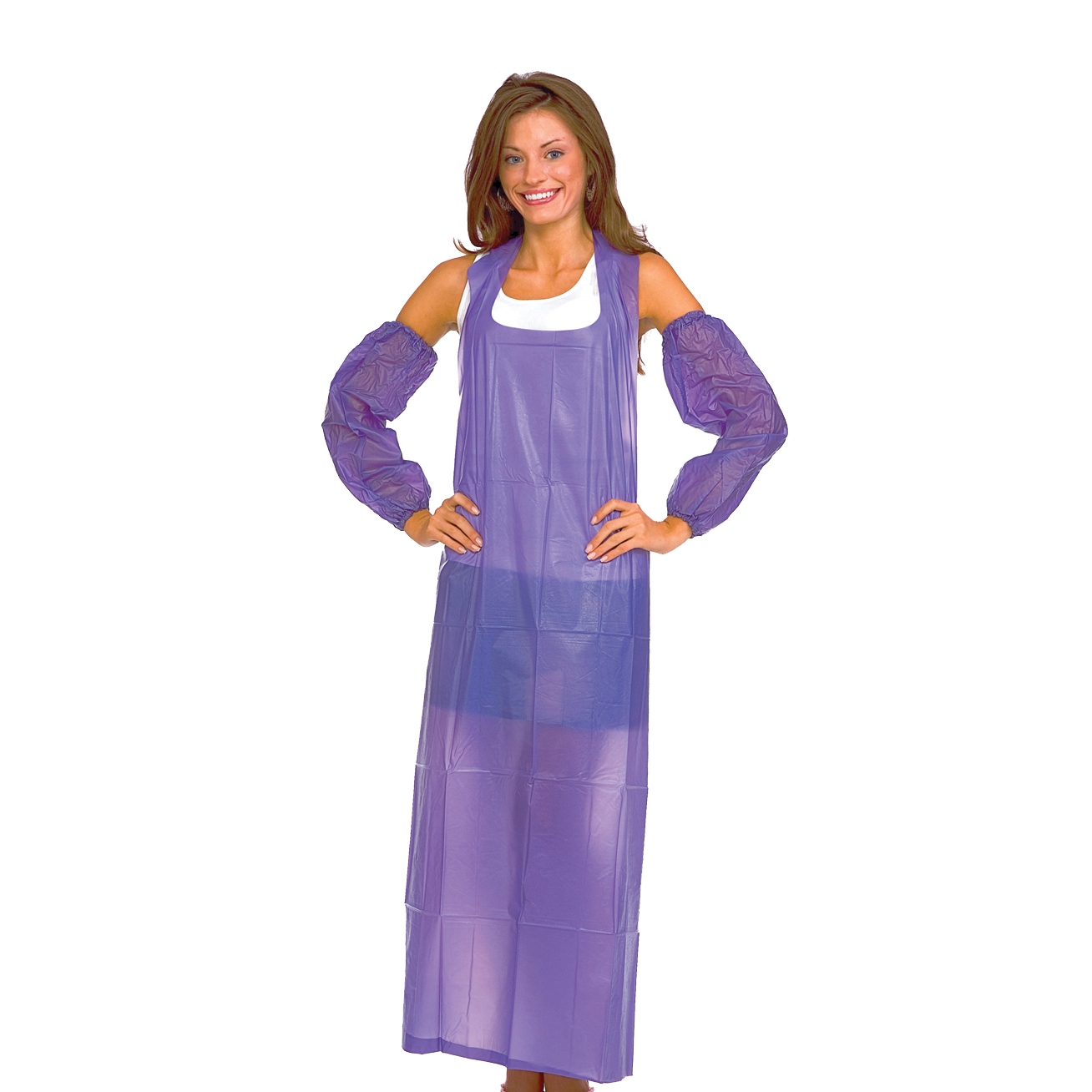 6 MIL BLUE VINYL APRON, TIE STRINGS & DIE CUT EDGES, 36" X 51"