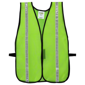 GENERAL PURPOSE, NON-RATED, LIME MESH VEST, HOOK & LOOP CLOSURE, 1-INCH SILVER REFLECTIVE TAPE