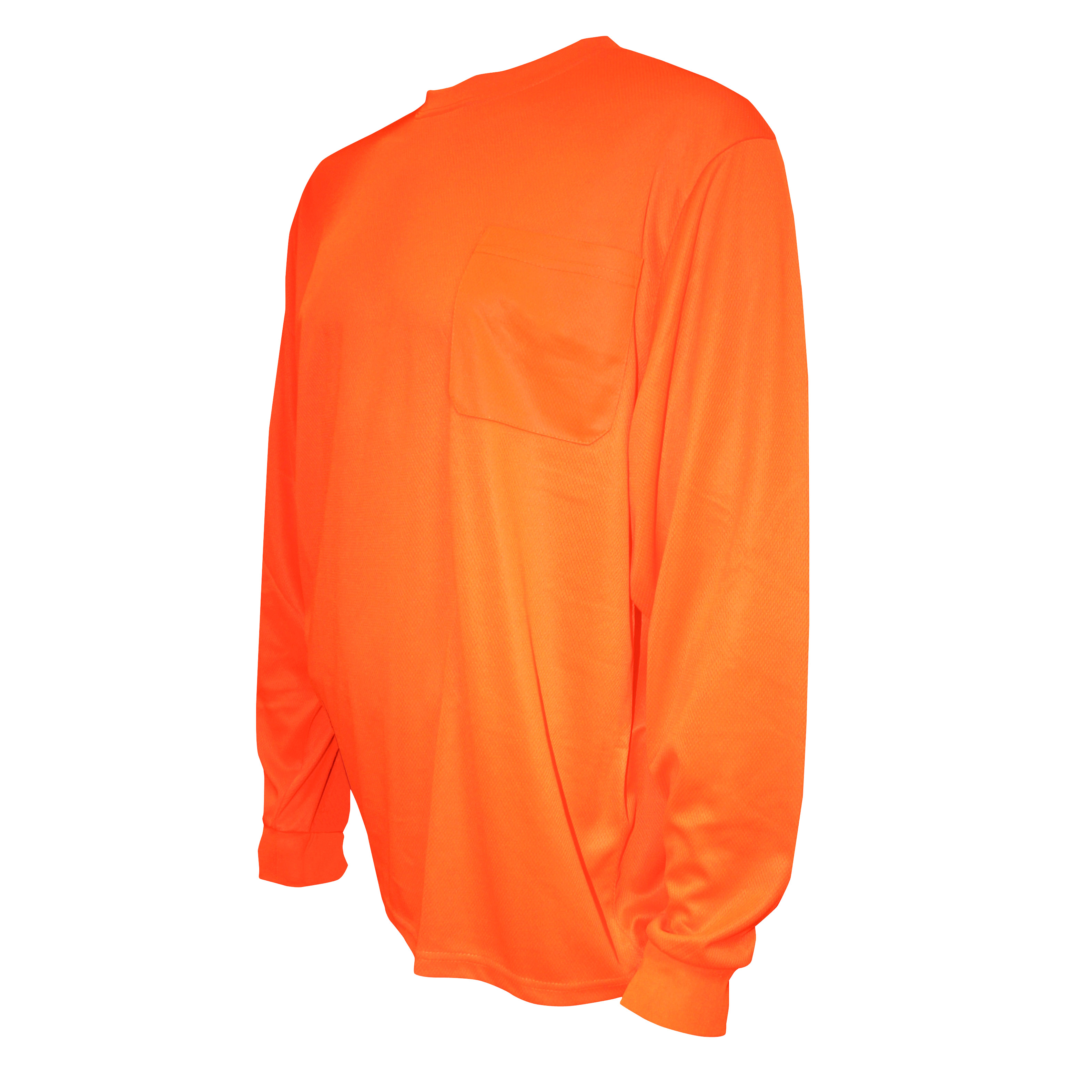 COR-BRITE™ NON-RATED, ORANGE BIRDSEYE MESH T-SHIRT, LONG SLEEVES, CHEST POCKET