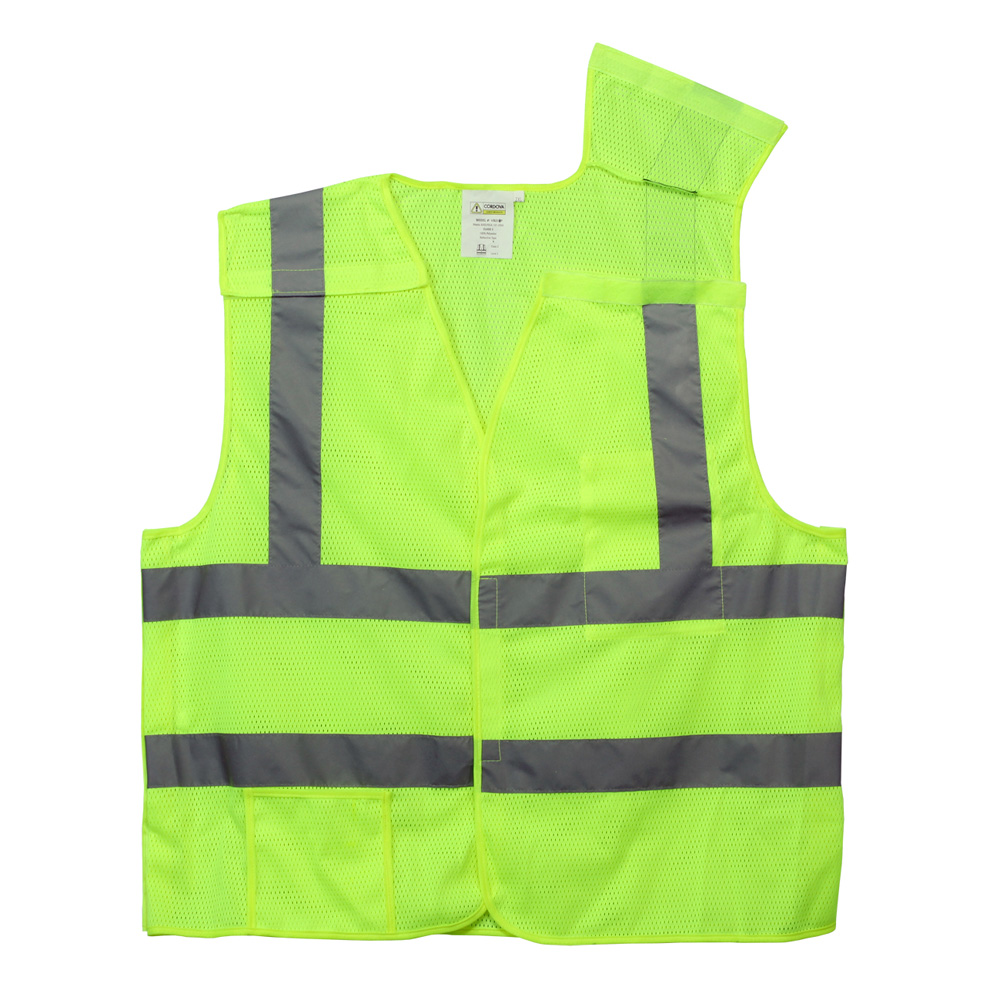 CLASS 2, 5-POINT BREAKAWAY VEST, LIME MESH, TYPE R